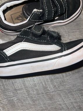 Vans Kids Black and White Velcro Skate Sneakers